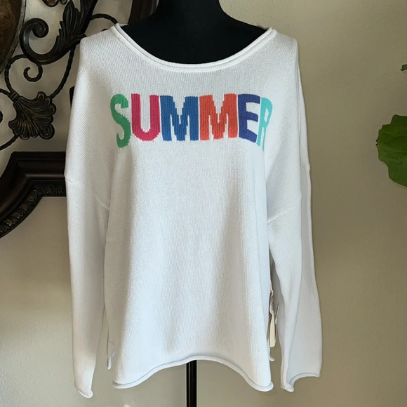ESCAPE by Habitat Clothes Sweaters - ESCAPE by Habitat Clothes SUMMER Women’s White 100% Cotton Swester Jumper XL NWT